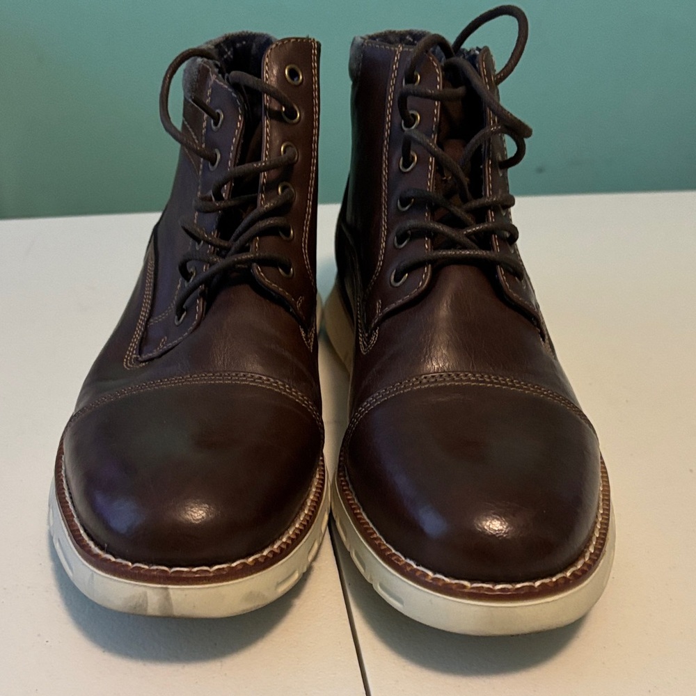 Men's Flag & Anthem Brown Leather Boots Great Condition Size 9.5  Flannel lined - Picture 4 of 7